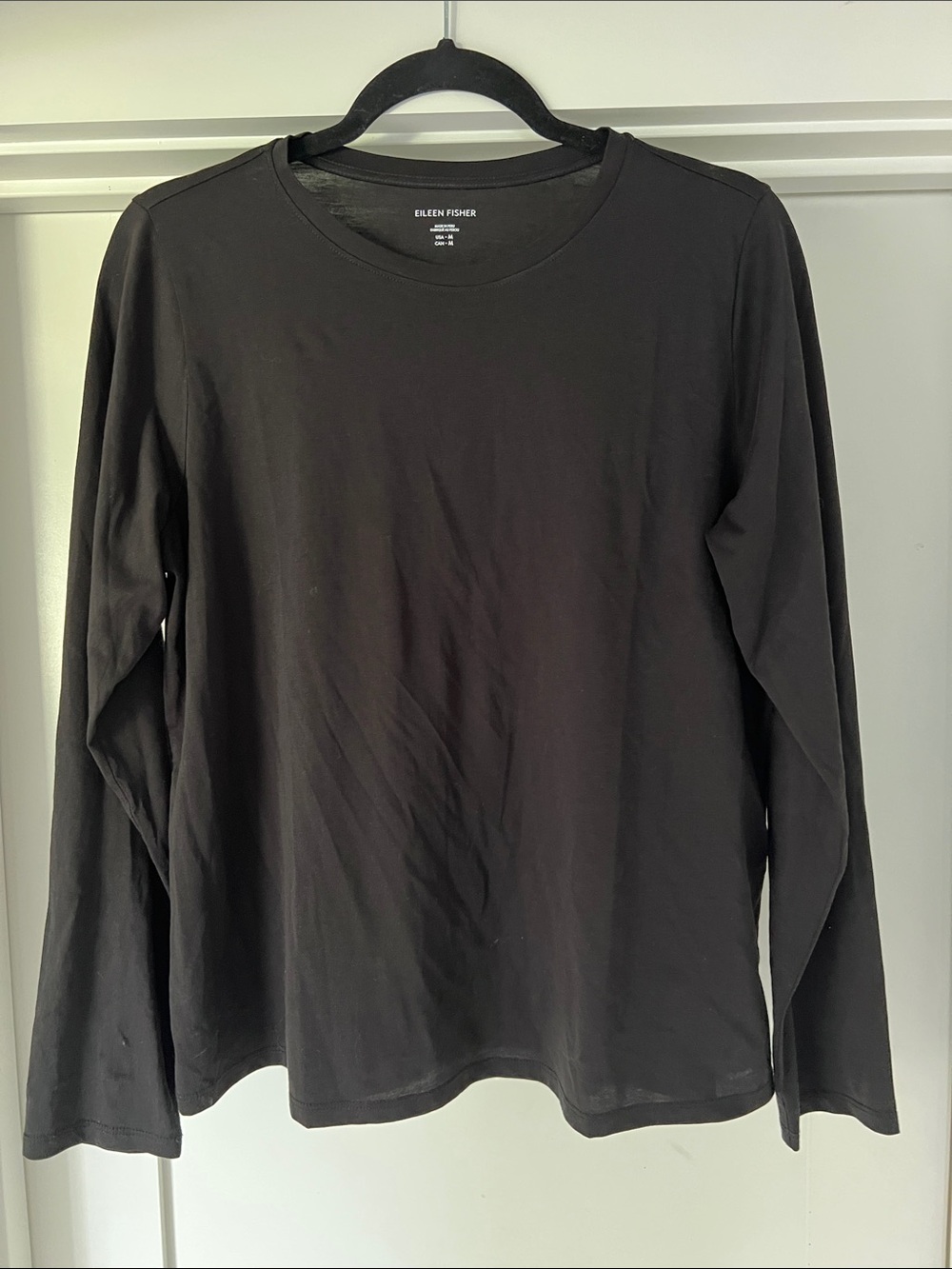 Eileen Fisher Black Long-Sleeve Crewneck Tee